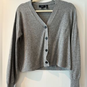 Theory Gray Cashmere-Wool Blend Cardigan, XS